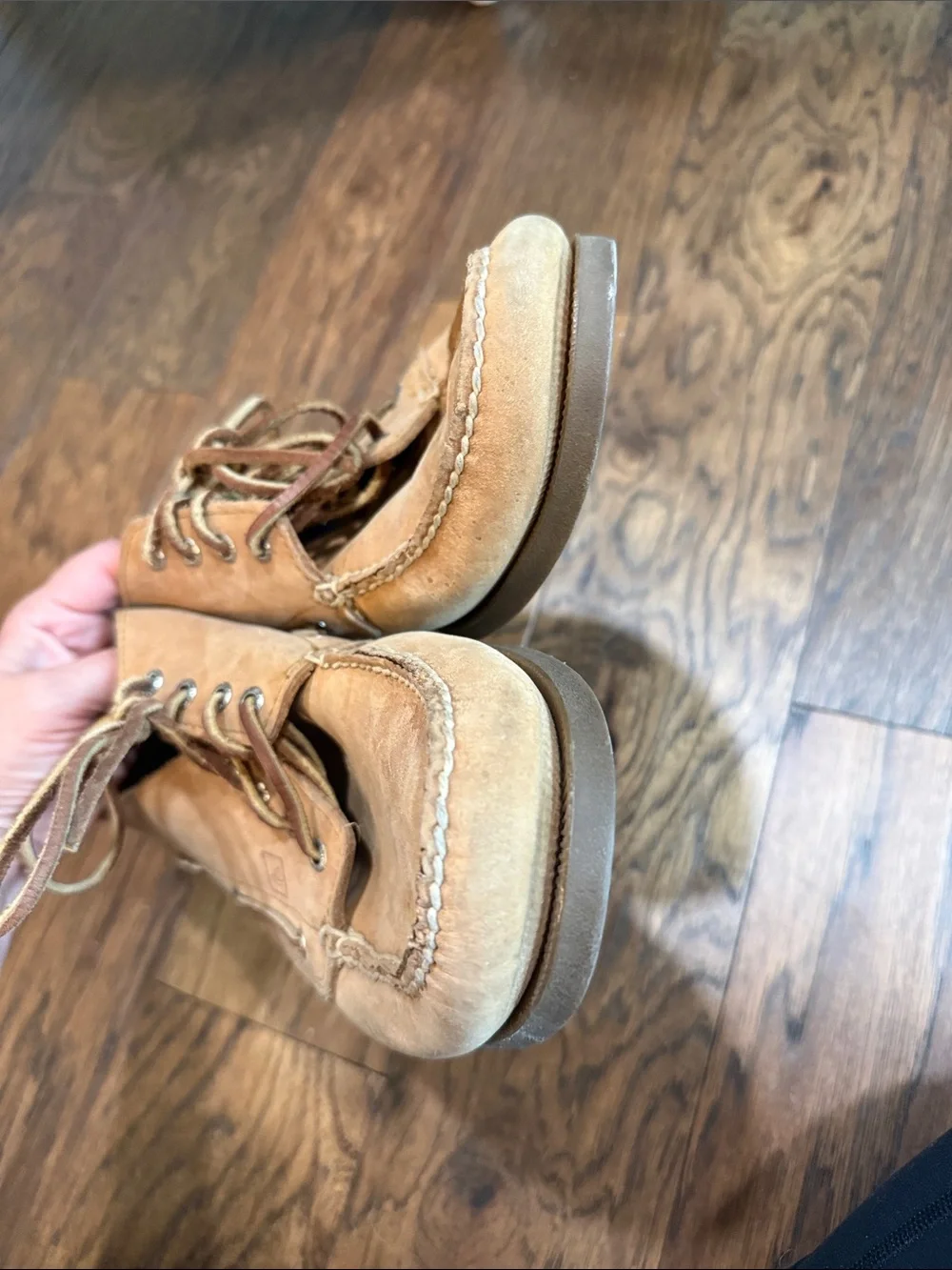 Sperry Men's Suede Boat Shoes in Tan with Leather Laces